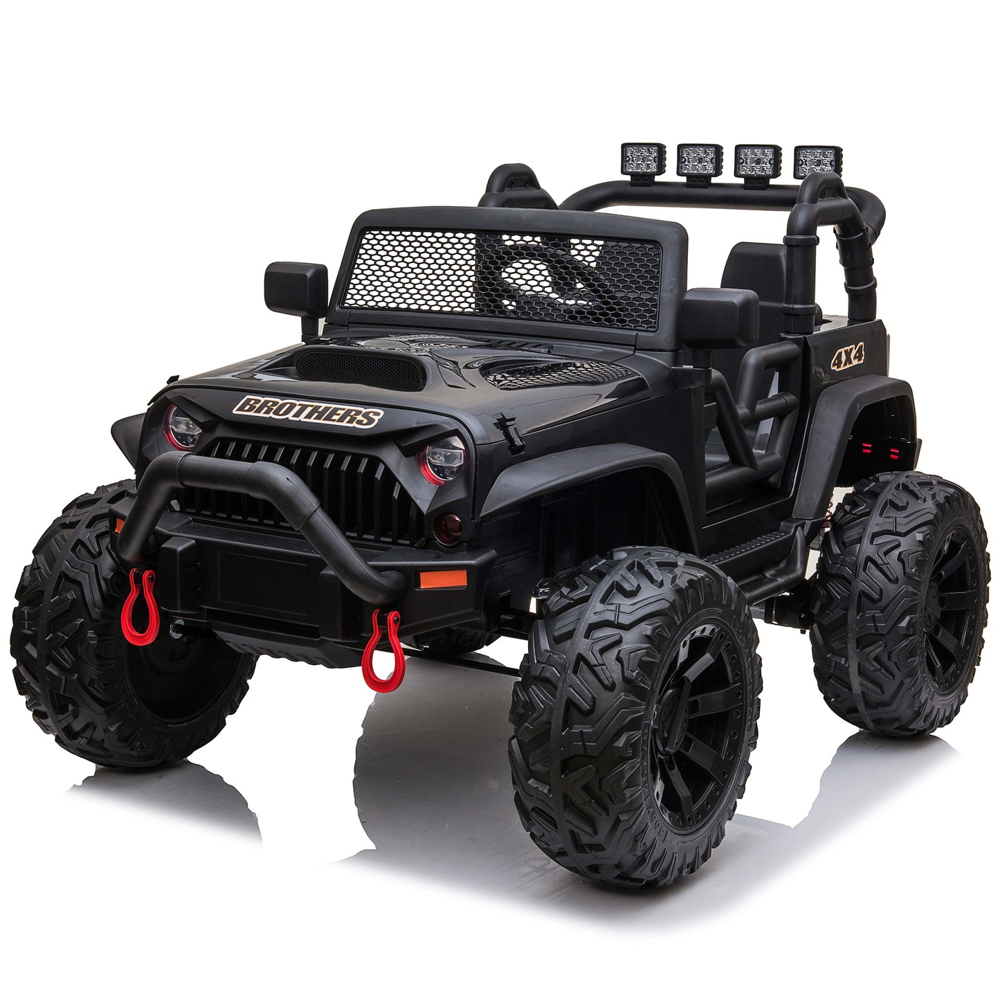 4x4 24V Ride on Truck Car with Remote Control & 2 Seater, 4x200W Motors, 9AH Battery Powered Ride on Toys, Spring Suspension, Wheels, 3 Speeds, LED Lights, Bluetooth MP3 Music, Big Kids,Black