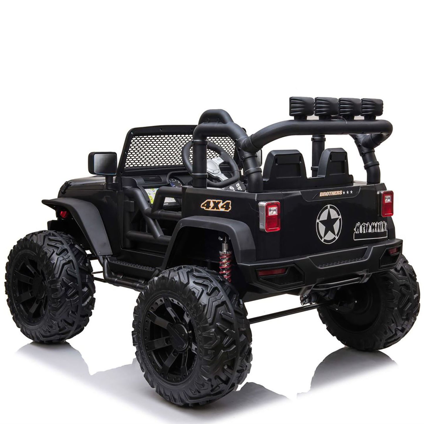 4x4 24V Ride on Truck Car with Remote Control & 2 Seater, 4x200W Motors, 9AH Battery Powered Ride on Toys, Spring Suspension, Wheels, 3 Speeds, LED Lights, Bluetooth MP3 Music, Big Kids,Black