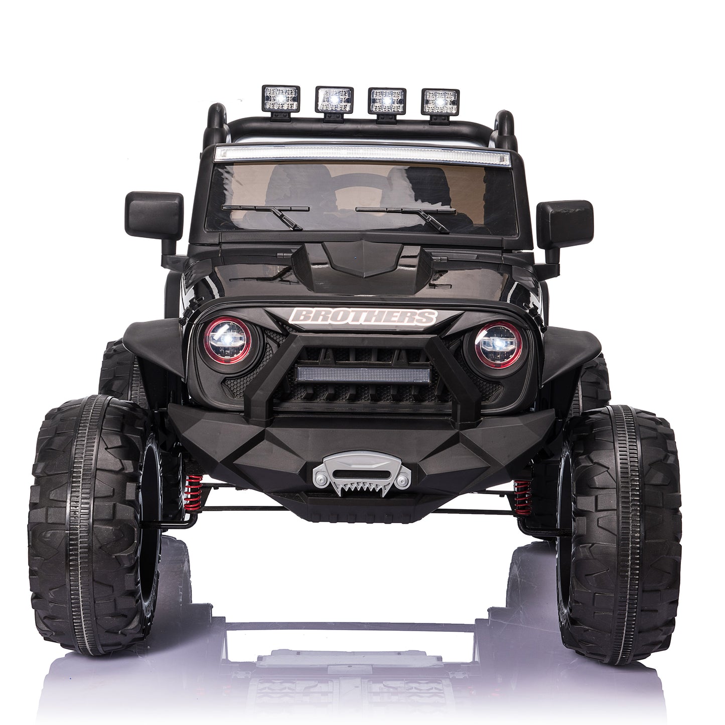 24 Volts Kids Ride on Truck with 2 Seater Remote Control, 4WD Ride on Toys w/ 4*200W Motors 9AH Battery Powered Electric Car, 3 Speeds, Spring Suspension, LED Lights, Bluetooth Music, Black