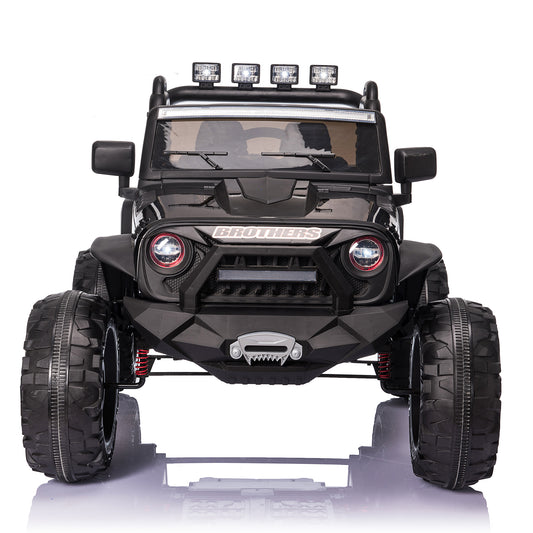 24 Volts Kids Ride on Truck with 2 Seater Remote Control, 4WD Ride on Toys w/ 4*200W Motors 9AH Battery Powered Electric Car, 3 Speeds, Spring Suspension, LED Lights, Bluetooth Music, Black