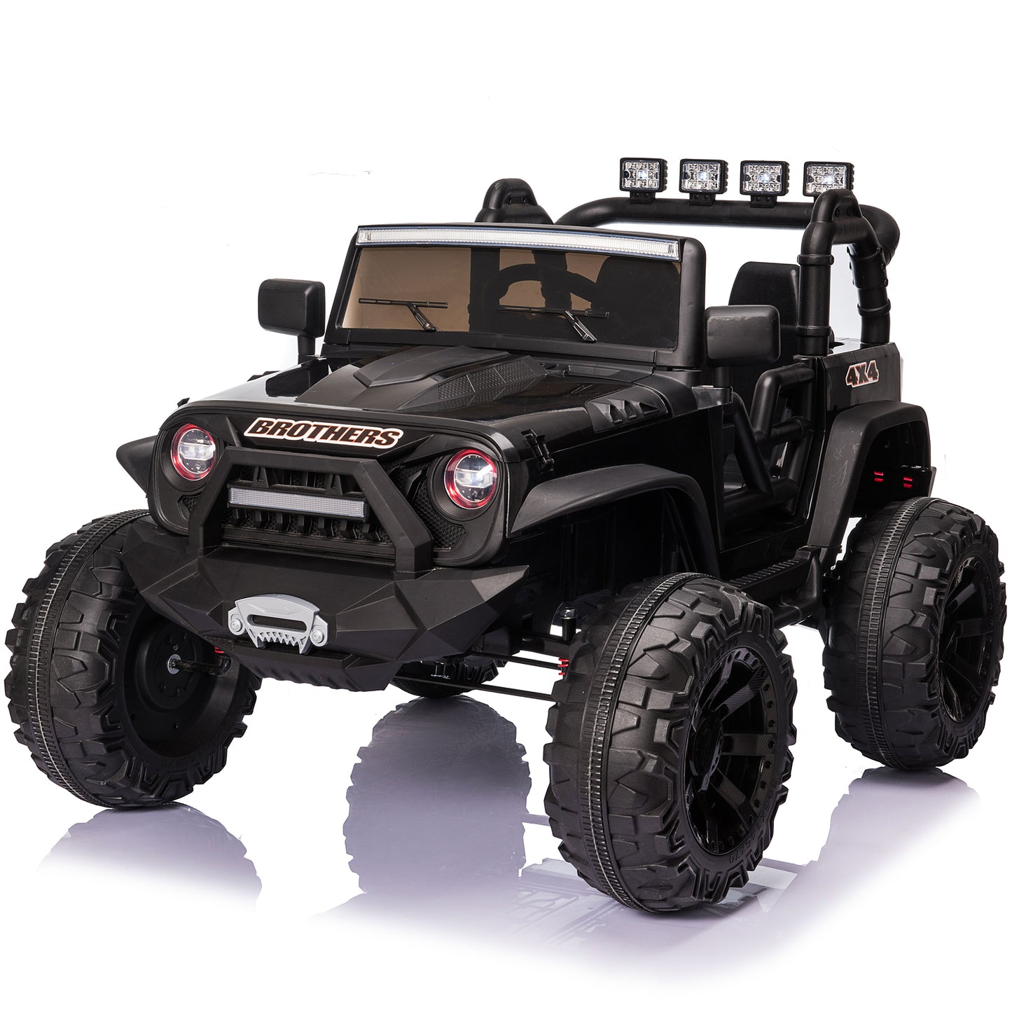 24 Volts Kids Ride on Truck with 2 Seater Remote Control, 4WD Ride on Toys w/ 4*200W Motors 9AH Battery Powered Electric Car, 3 Speeds, Spring Suspension, LED Lights, Bluetooth Music, Black