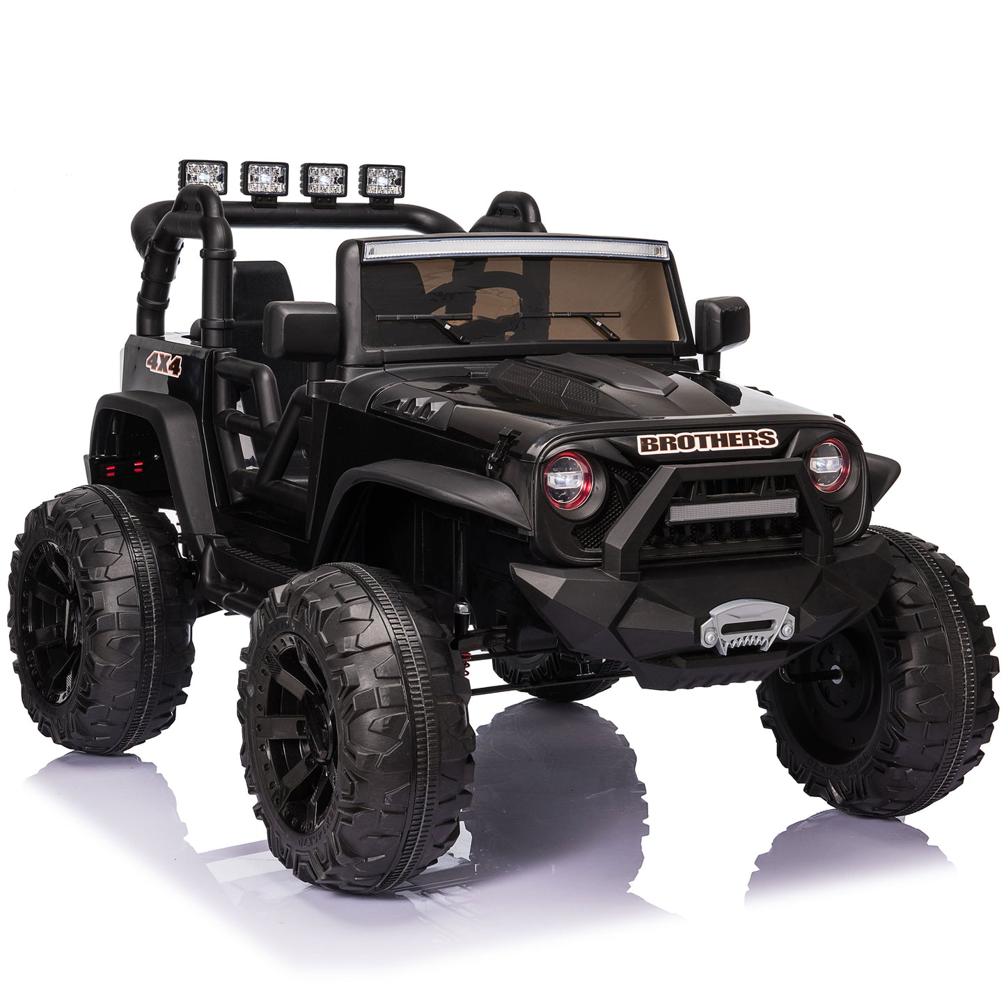 24 Volts Kids Ride on Truck with 2 Seater Remote Control, 4WD Ride on Toys w/ 4*200W Motors 9AH Battery Powered Electric Car, 3 Speeds, Spring Suspension, LED Lights, Bluetooth Music, Black