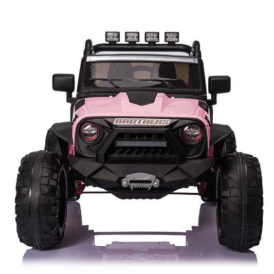 24 Volt Ride on Toys with 2 Seater Remote Control, 4WD Ride on Truck w/ 4*200W Motors 9AH Battery Powered Electric Car, 3 Speeds, Spring Suspension, LED Lights, Bluetooth Music, Pink