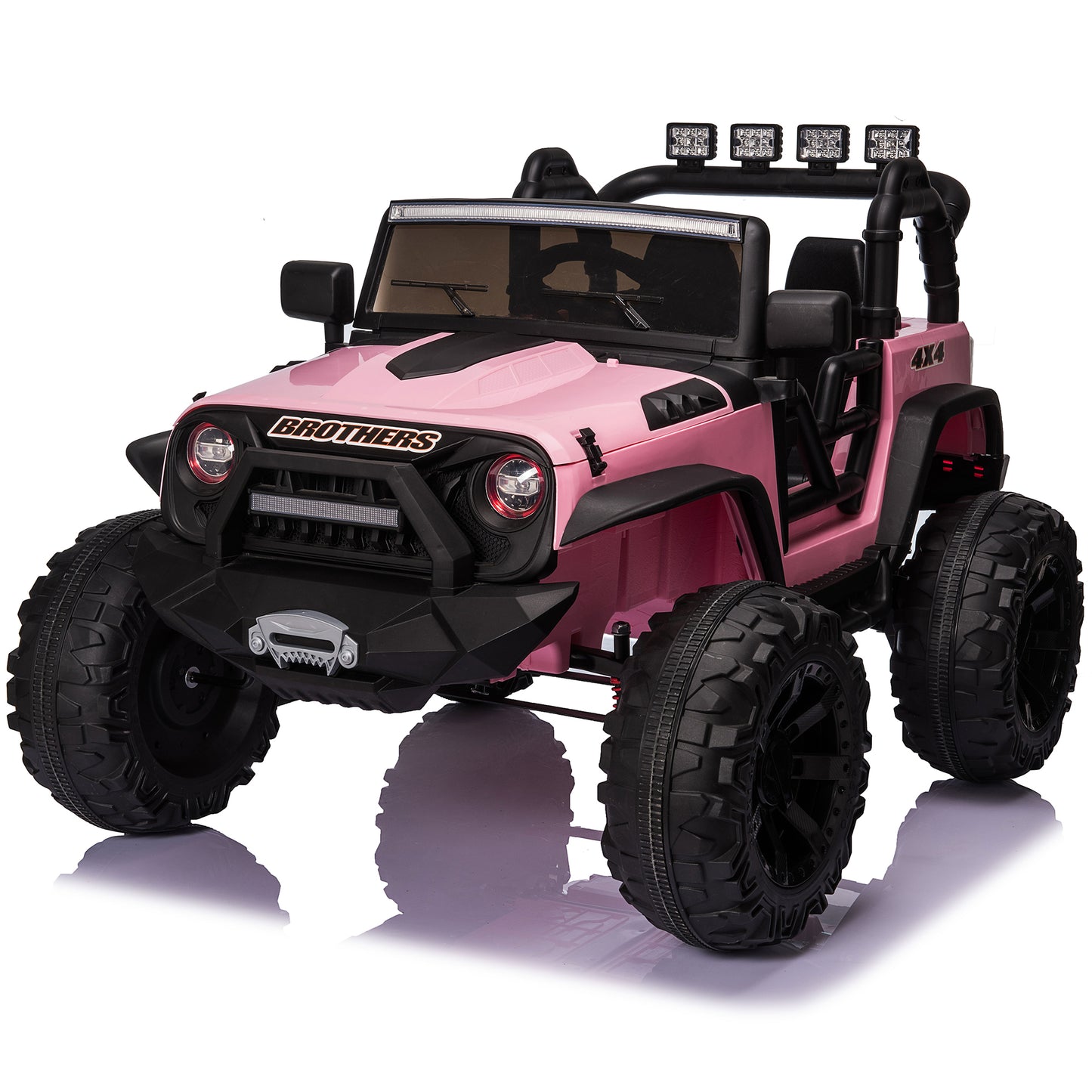 24 Volt Ride on Toys with 2 Seater Remote Control, 4WD Ride on Truck w/ 4*200W Motors 9AH Battery Powered Electric Car, 3 Speeds, Spring Suspension, LED Lights, Bluetooth Music, Pink