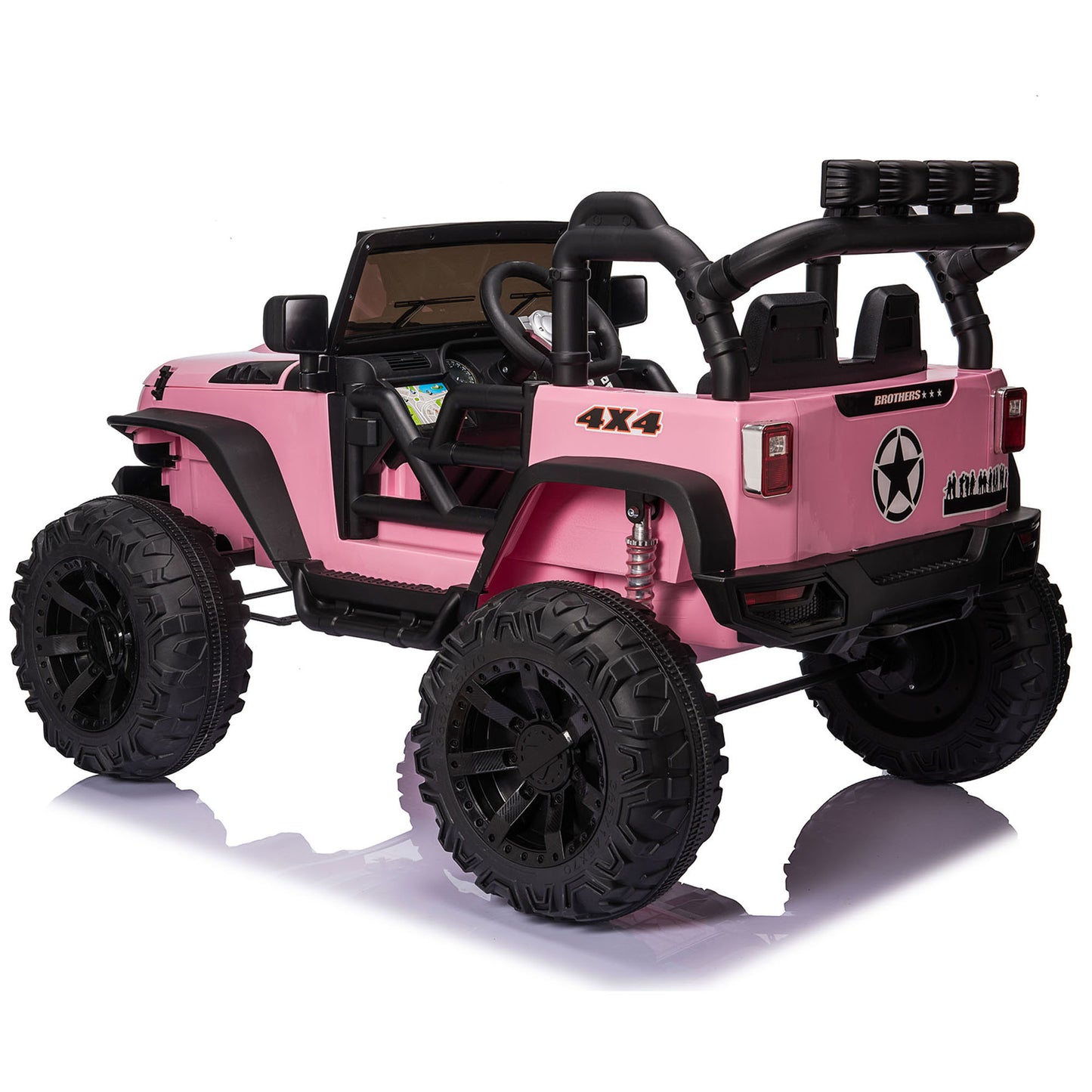 24 Volt Ride on Toys with 2 Seater Remote Control, 4WD Ride on Truck w/ 4*200W Motors 9AH Battery Powered Electric Car, 3 Speeds, Spring Suspension, LED Lights, Bluetooth Music, Pink