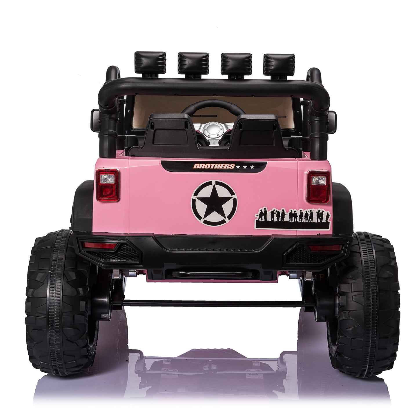 24 Volt Ride on Toys with 2 Seater Remote Control, 4WD Ride on Truck w/ 4*200W Motors 9AH Battery Powered Electric Car, 3 Speeds, Spring Suspension, LED Lights, Bluetooth Music, Pink