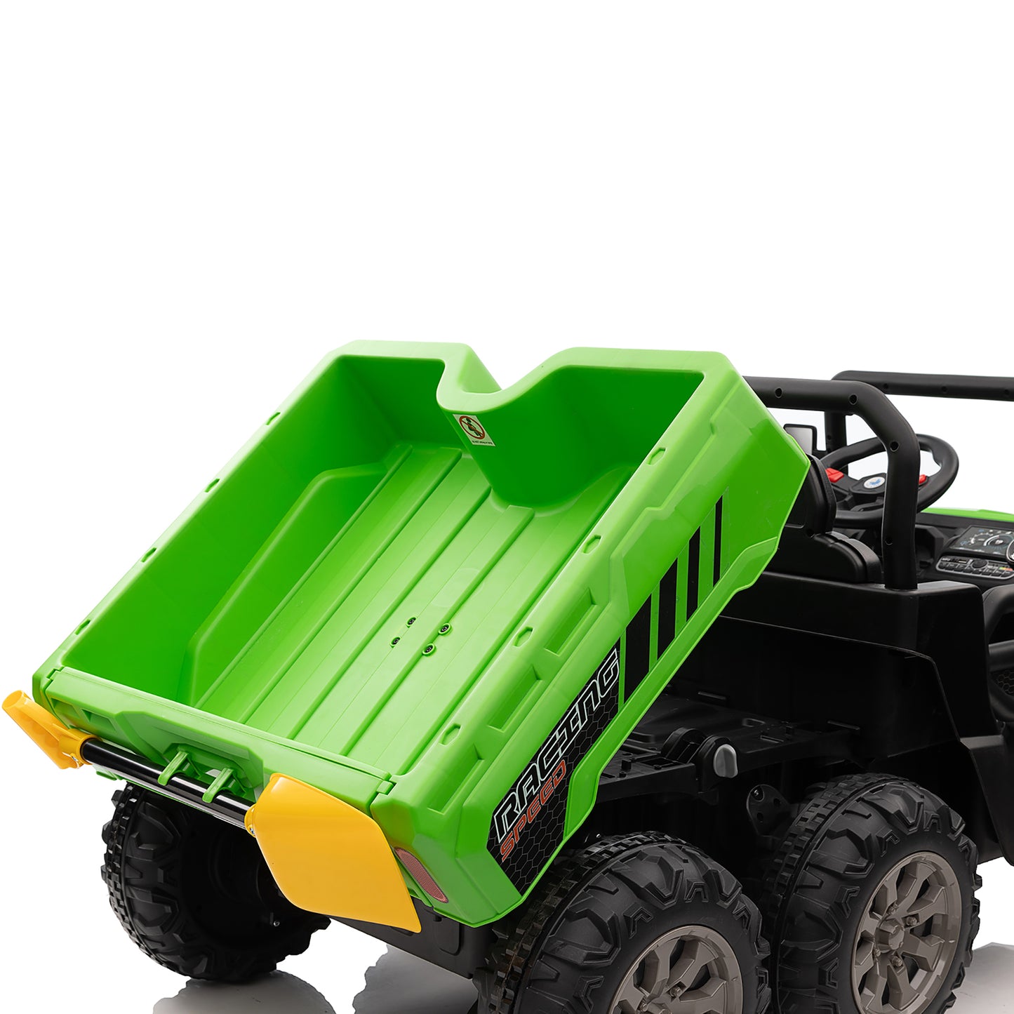 4x4 24V Ride on Dump Truck with Remote Control, 2 Seater Electric Powered Ride on Toys, 6-Wheel UTV Car w/ Tipping Bucket Trailer, Shovel, Suspension, Bluetooth Music, Big Kids, Black