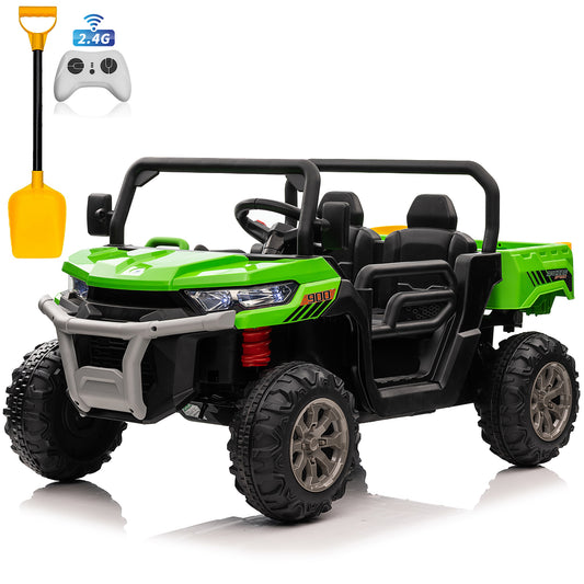 24V Ride on UTV Car, 2 Seater Kids Electric Powered Ride on Toys Dump Truck with Trailer Remote Control,Green