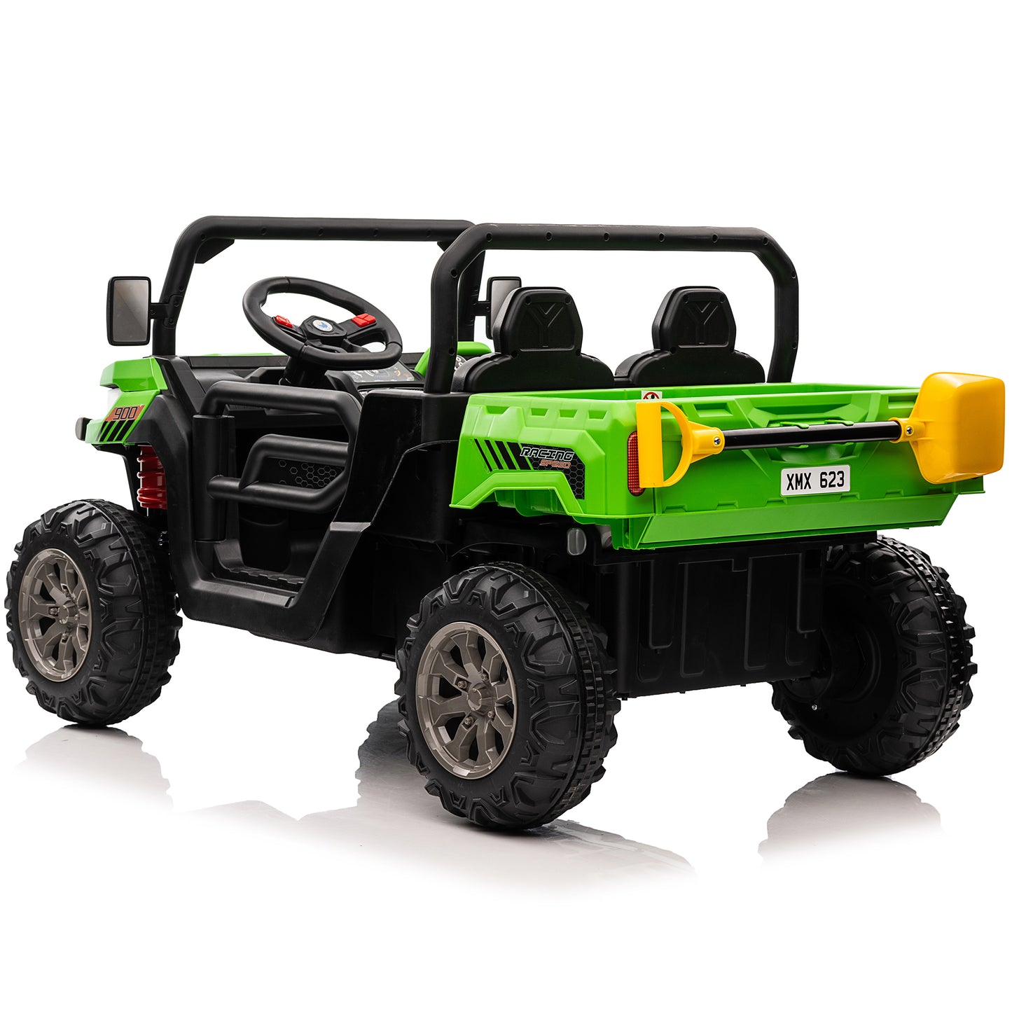 24V Ride on UTV Car, 2 Seater Kids Electric Powered Ride on Toys Dump Truck with Trailer Remote Control,Green