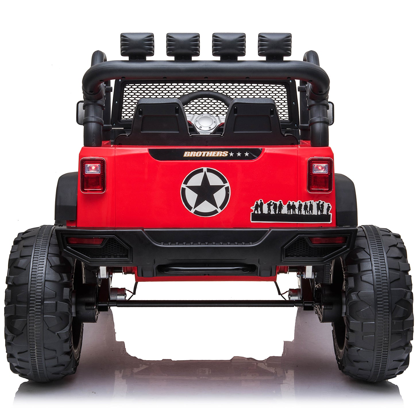 4x4 24 Volt Kids Ride on Truck Car with Remote Control & 2 Seater, 4x200W Motors, 9AH Battery Powered Electric Toys, Spring Suspension, 3 Speeds, Wheels, LED Lights, Bluetooth MP3 Music, Red